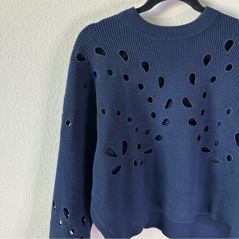ULLA JOHNSON Vanessa Pullover Blue Embroidered Knit
Sweater SZ M - Picture 3 of 8